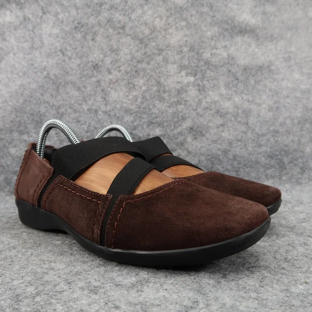 Clarks Shoes Womens 8.5 Mary Jane Loafer Flats Slip On Brown Leather Comfort